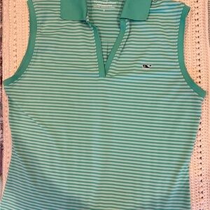 Vineyard Vines Green and White Performance Polo